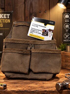 Vintage Craftsman 48446 Oil Tanned Leather 11 Pocket Double Pouch Tool Rig NOS
